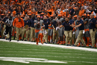 Syracuse safety Rodney Williams runs with the ball down the field. He had one interception in the game for the Orange. 